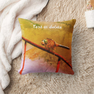 Dragonfly On Wire Fence Abstract Personalised Cushion