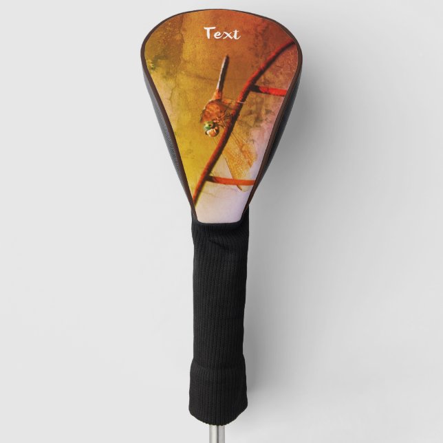 Dragonfly On Wire Fence Art Personalised  Golf Head Cover (Front)