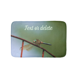 Dragonfly On Wire Fence Close Up Personalised Bath Mat