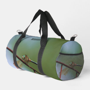 Dragonfly On Wire Fence Personalised Duffle Bag