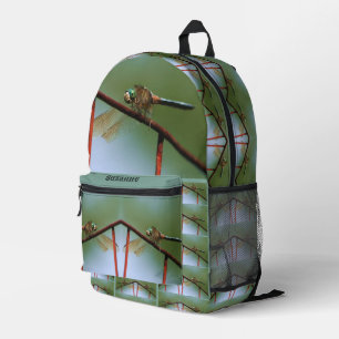 Dragonfly On Wire Fence Personalised Printed Backpack