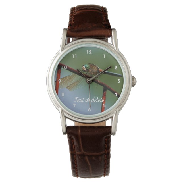 Dragonfly On Wire Fence Personalised  Watch (Front)