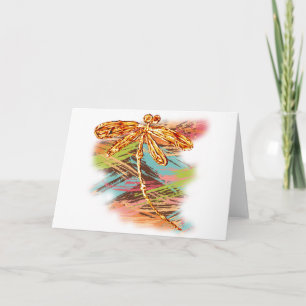 Dragonfly Orange Splash Holiday Card