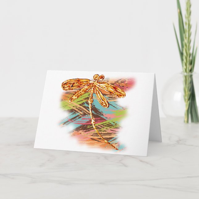 Dragonfly Orange Splash Holiday Card (Front)