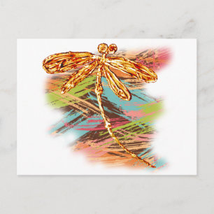 Dragonfly Orange Splash Postcard