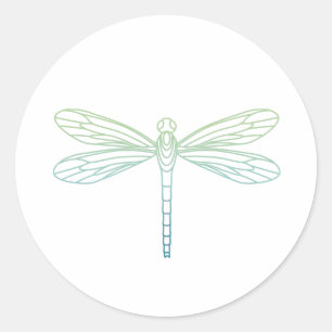 Dragonfly Outline Classic Round Sticker