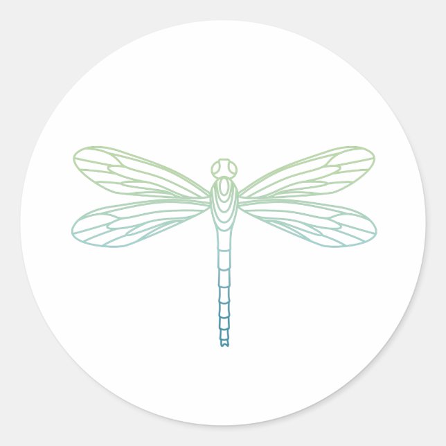 Dragonfly Outline Classic Round Sticker (Front)