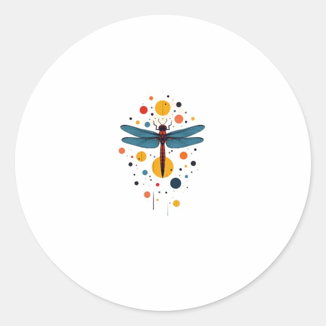 Dragonfly Painting Art Animal Abstract Graphic Dra Classic Round Sticker (Front)