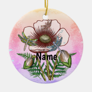 Dragonfly Pale Poppy  Ceramic Ornament