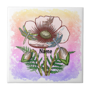 Dragonfly Pale Poppy  Ceramic Tile