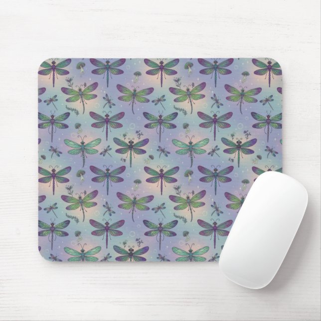 Dragonfly Pattern Mouse Pad (With Mouse)