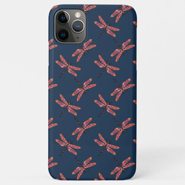 Dragonfly Pattern on Midnight Blue Case-Mate iPhone Case (Back)