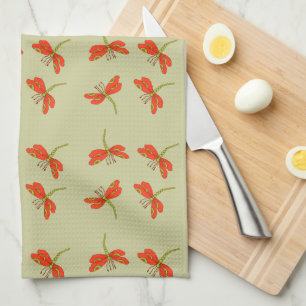 Dragonfly pattern tea towel