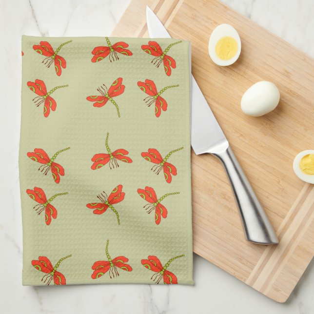 Dragonfly pattern tea towel (Quarter Fold)