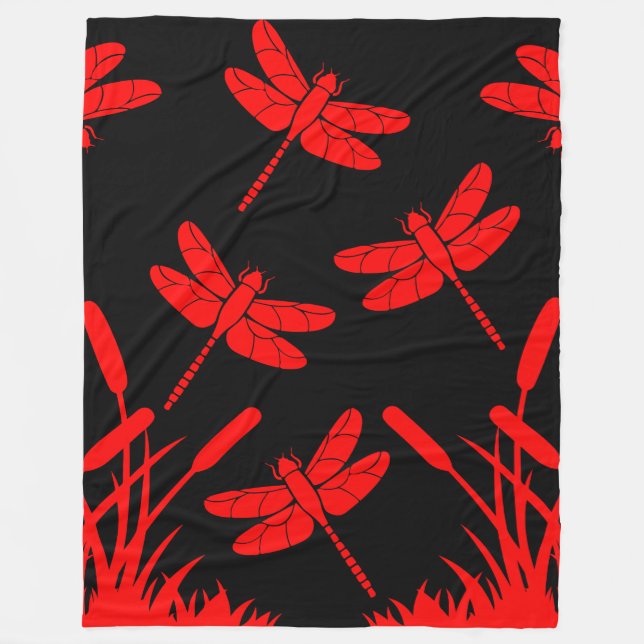 Dragonfly Patterned Decor Fleece Blanket (Front)