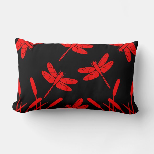 Dragonfly Patterned Decor Lumbar Cushion (Front)