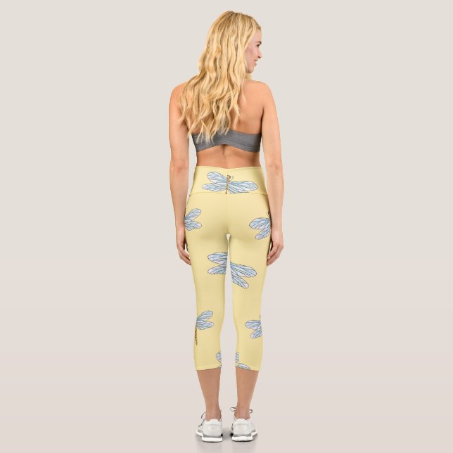 Dragonfly Patterned Leggings with Art (Back)