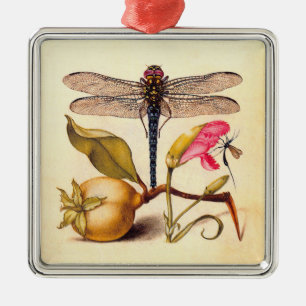 Dragonfly, Pear, Carnation, and Insect Metal Tree Decoration