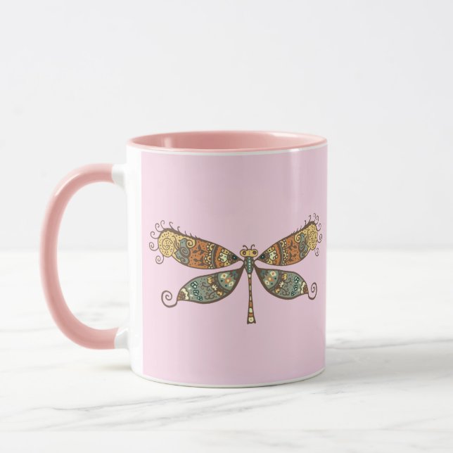DRAGONFLY PINK COFFEE MUG (Left)