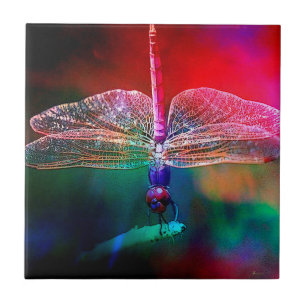 DRAGONFLY PINK DELIGHT.jpg Ceramic Tile