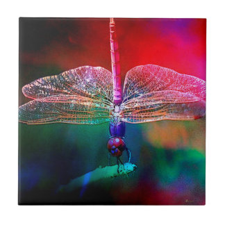 DRAGONFLY PINK DELIGHT.jpg Ceramic Tile
