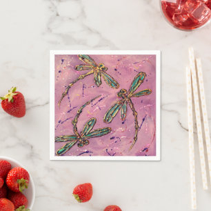 Dragonfly Pink Fizz Napkin