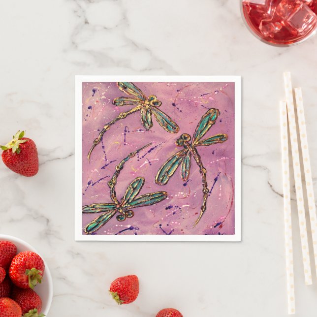 Dragonfly Pink Fizz Napkin (Insitu)
