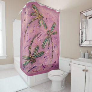 Dragonfly Pink Fizz Shower Curtain