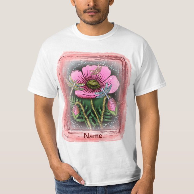 Dragonfly pink Poppy  T-Shirt (Front)