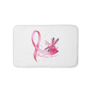 Dragonfly Pink Ribbon Breast Cancer Awareness Bath Mat