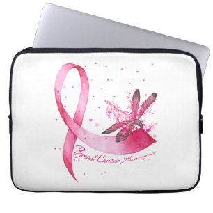 Dragonfly Pink Ribbon Breast Cancer Awareness Laptop Sleeve