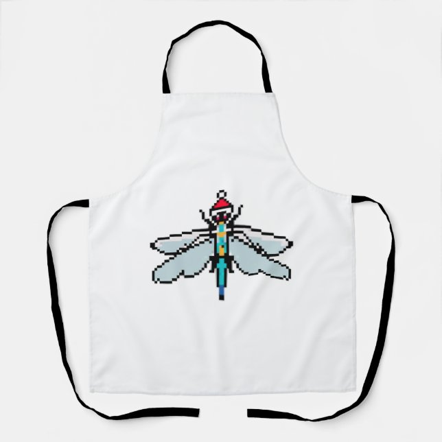 Dragonfly Pixelated Christmas - Funny Dragonfly Apron (Front)