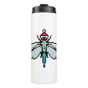 Dragonfly Pixelated Christmas - Funny Dragonfly Thermal Tumbler