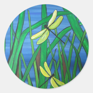 Dragonfly Pond Classic Round Sticker