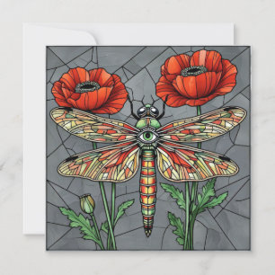 Dragonfly Poppy Flower Mystical All Seeing Eye  Card