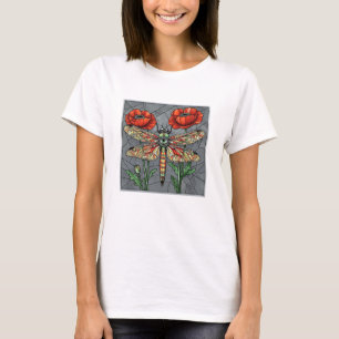 Dragonfly Poppy Flower Mystical All Seeing Eye T-Shirt