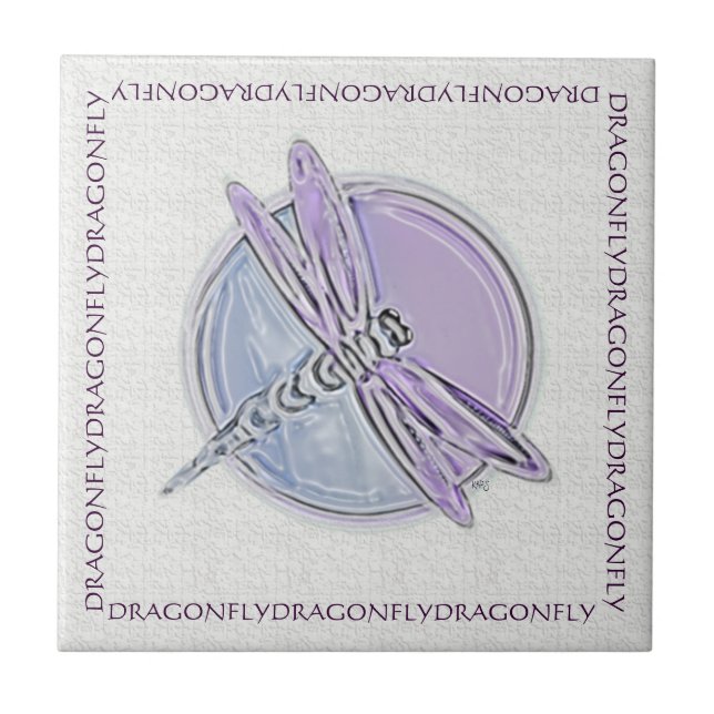 Dragonfly Purple Blue Symbol Ceramic Tile (Front)