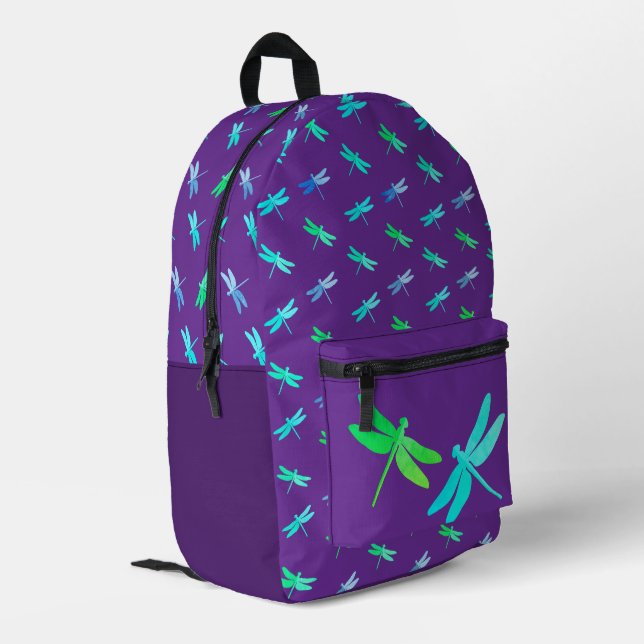 Dragonfly Purple Bright Kids Printed Backpack (Back Corner Left)