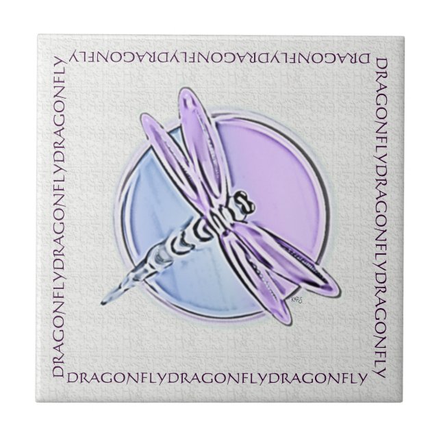 Dragonfly Purple Ceramic Tile (Front)