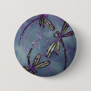 Dragonfly Purple Night Flit 6 Cm Round Badge