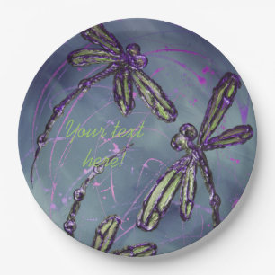 Dragonfly Purple Night Flit Paper Plate