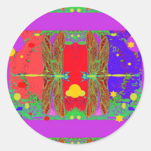 Dragonfly Red Day-Night gifts by sharles Classic Round Sticker