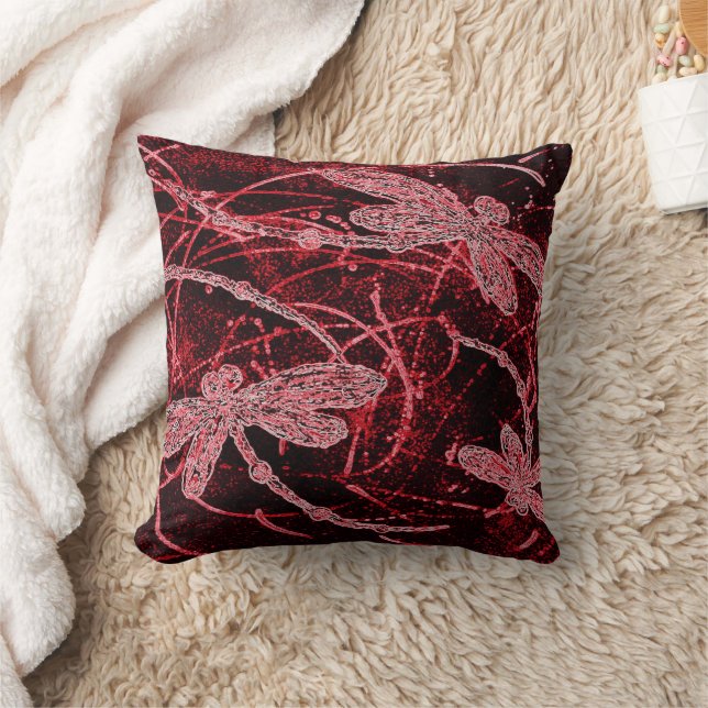 Dragonfly Red Haze Cushion (Blanket)