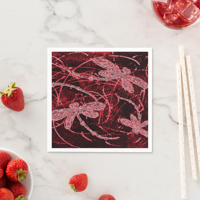 Dragonfly Red Haze Napkin (Insitu)