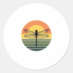 Dragonfly Retro (2) Classic Round Sticker