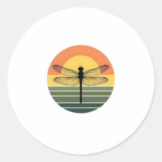 Dragonfly Retro (2) Classic Round Sticker