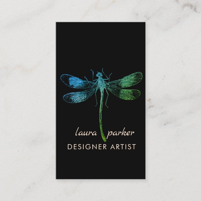 Dragonfly Retro Vintage Good luck Tattoo Business Card (Front)