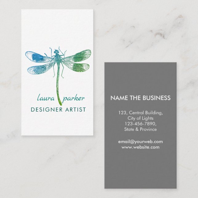 Dragonfly Retro Vintage Good luck Tattoo Business Card (Front/Back)