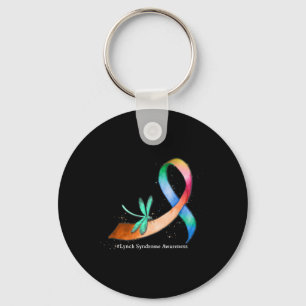 Dragonfly Ribbon Lynch Syndrome Awareness Gifts  Key Ring