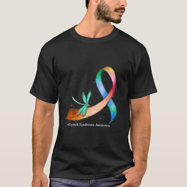 Dragonfly Ribbon Lynch Syndrome Awareness Gifts  T-Shirt (Front)